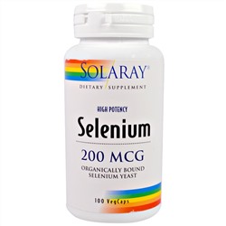 Solaray, Селен, 200 мкг, 100 вегетарианских капсул