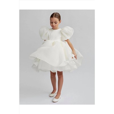 Da&Mira Kız Çocuk Ekru Tasarım Elbise OE0101