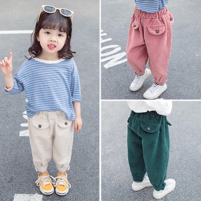 вельвет брюки 2020 весна и осень новые дети корейская версия брюки осень зима свободные детские осенние брюки