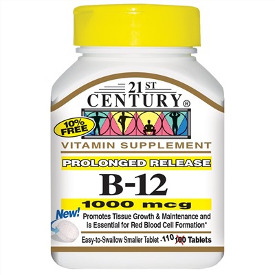 21st Century, B-12, пролонгированное действие, 1000 мкг, 110 таблеток