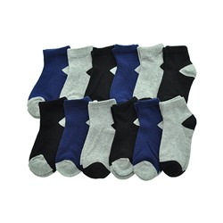 Black, Gray & Blue 12-Pair Ankle Trainer Socks Set