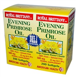 American Health, Масло вечерней примулы Royal Brittany, 500 мг, 2 бутылочки по 200 мягких капсул