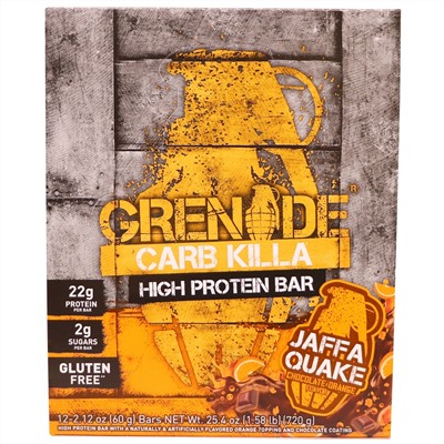Grenade, High Protein Bar, Chocolate Orange, 12 Bars, 2.12 oz (60 g) Each