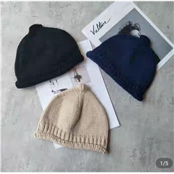 [Meng Meng Da] Осень и зима должны ввести молочную шапку для мальчиков и девочек, милые шерстяные шапки, однотонный детский вязаный пуловер, шапка