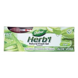 DABUR Toothpaste Dabur Herb'l Aloe Vera Зубная паста с экстрактом алое  с зубной щеткой 150г