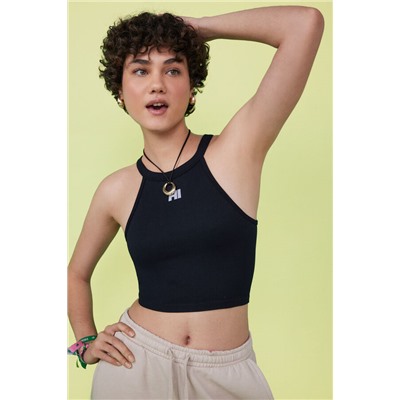 Crop top halter seamless negro