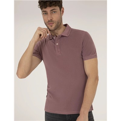 Pembe Dokulu Slim Fit Polo Yaka Tişört