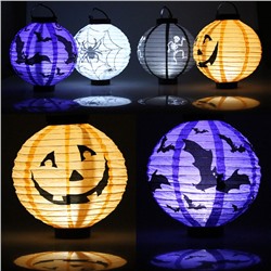New Halloween LED Paper Pumpkin Hanging Lantern DIY Holiday Party Decor Scary