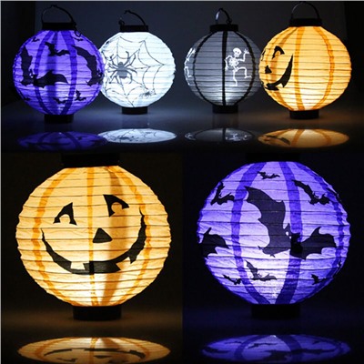 New Halloween LED Paper Pumpkin Hanging Lantern DIY Holiday Party Decor Scary