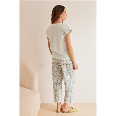 Pijama 100% algodón capri verde