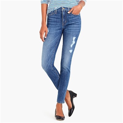 10" highest-rise skinny jean with distressed details