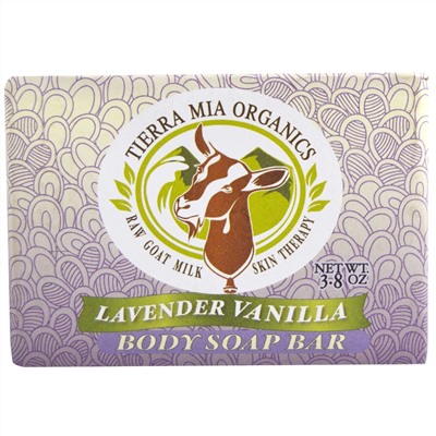 Tierra Mia Organics, Средства для ухода за кожей на основе сырого козьего молока, мыло для тела, лаванда ваниль, 3,8 унции