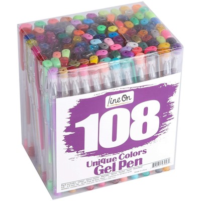 Lineon 108 Colors Gel Pens,Gel Pen Set for Adult Coloring Books Art Markers