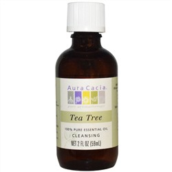 Aura Cacia, 100% чистое эфирное масло чайного дерева, 2 жидкие унции (59 мл)