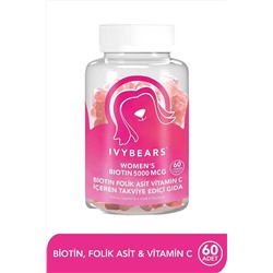IvyBears Kadın Saç Vitamini Biotin 5000 Mcg 60 Tablet Alman Patentli Saç Vitamini Vegan Gummy1