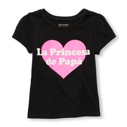 Toddler Girls Short Sleeve Glow-In-The-Dark 'La Princesa De Papa' Graphic Tee