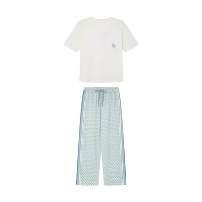 Pijama 100% algodón Capri estampado geométrico