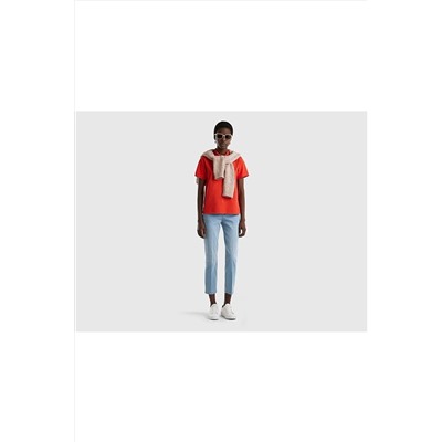 United Colors of Benetton Kadın Kırmızı Polo Yaka T-shirt 123P3WG9D3008-3T5