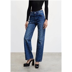 Jeans wideleg strass -  Mujer | MANGO OUTLET Melilla