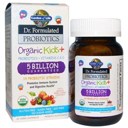 Garden of Life, Пробиотическая добавка Dr. Formulated Probiotics, Organic Kids + 30 вкусных жевательных драже (Ice)