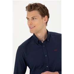 Erkek Lacivert Uzun Kollu Basic Gömlek