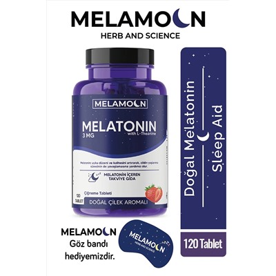 Melamoon 3 Mg 120 Tablet Doğal Melatonin Ve Teanin Içeren Takviye Edici Gıda 3 Mg- Daha Iyi Uyku MLM3