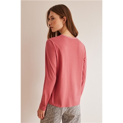 Camiseta 100% algodón manga larga rosa