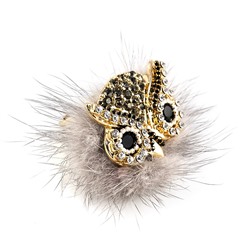 Незамкнутое кольцо Street Fashion с мехом норки и кристаллами Preciosa. - Бижутерия Selena, 60029700