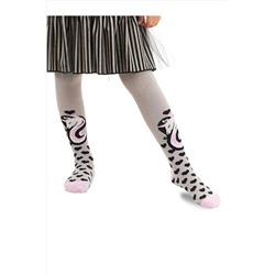 Denokids Unicorn Gri Pembe Kız Çocuk Külotlu Çorap CFF-23S1-043