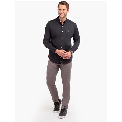 SOLID STRETCH POPLIN LONG SLEEVE SHIRT