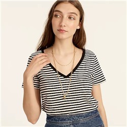 Vintage cotton V-neck T-shirt in stripe