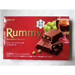 LOTTE Rummy шоколад с изюмом, пропитанным ромом