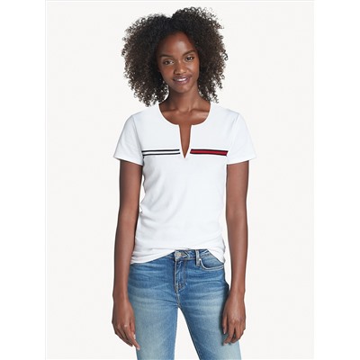 TOMMY HILFIGER ESSENTIAL SPLIT-NECK T-SHIRT