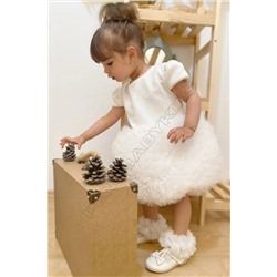 penu baby kids Beyaz Tütülü Kısa Kol Kız Bebek Elbise - Princess elbisetütü1