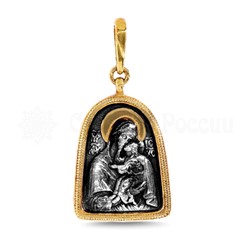Иконка из золочёного серебра Казанская икона Божией Матери