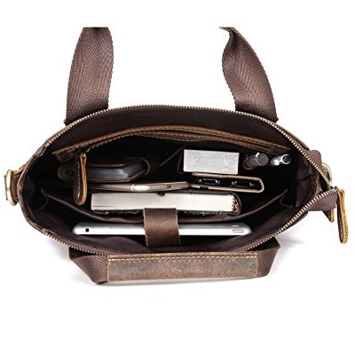 Men's Crazy Horse Leather Tote Bag A4 Vintage Hard Cow leather Messenger Bag