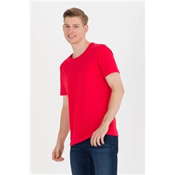 Erkek Kırmızı Bisiklet Yaka  Basic T-Shirt
