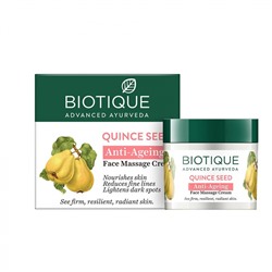 BIOTIQUE Quince seed anti-ageing face massage cream Антивозрастной массажный крем для лица с шафраном с семянами айвы 50г