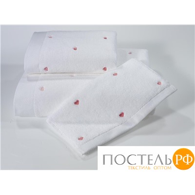 1018G11186100 Полотенце Soft cotton LOVE белый-розовый 50X100