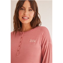 Pijama largo "maternity" flores rosa