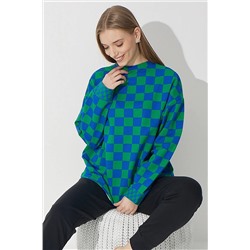 Siyah İnci Yeşil-mavi Dama Desenli Eşofman-sweatshirt Takım 7620