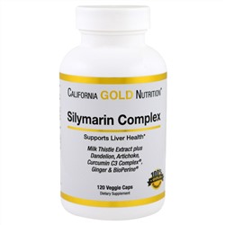 California Gold Nutrition, CGN, Силимарин, экстракт расторопши, 300 мг, 120 овощных капсул