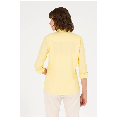 Kadın Açık Sarı Uzun Kollu Basic Gömlek