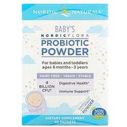 Nordic Naturals, Nordic Flora Baby's Probiotic Powder, для детей от 6 месяцев до 3 лет, 4 миллиарда КОЕ, 30 пакетиков