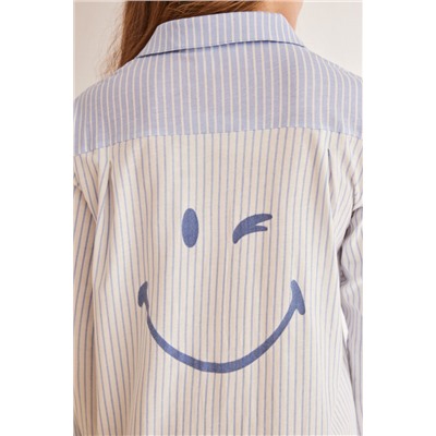 Camisón camisero rayas 100% algodón SmileyWorld ®