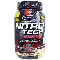 Muscletech, Nitrotech, Ripped, Ultimate Protein + Weight Loss Formula, French Vanilla Swirl, 2.00 lbs (907 g)