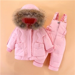 Зимний детский пуховик для малышей, костюм-двойка для мальчиков и девочек 1-2-3 лет