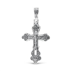 Крест православный из чернёного серебра - Спаси и сохрани 3,4 см