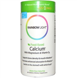 Rainbow Light, Пищевой кальций с магнием и витамином D3, 90 таблеток