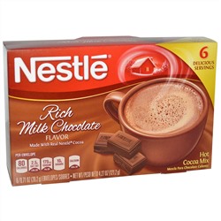 Nestle Hot Cocoa Mix, Смесь для приготовления горячего какао, Насыщенный вкус молочного шоколада, 6 пакетиков, 0,71 унция (20,2 г)